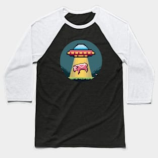 Alien Abduction 8 Bit Baseball T-Shirt